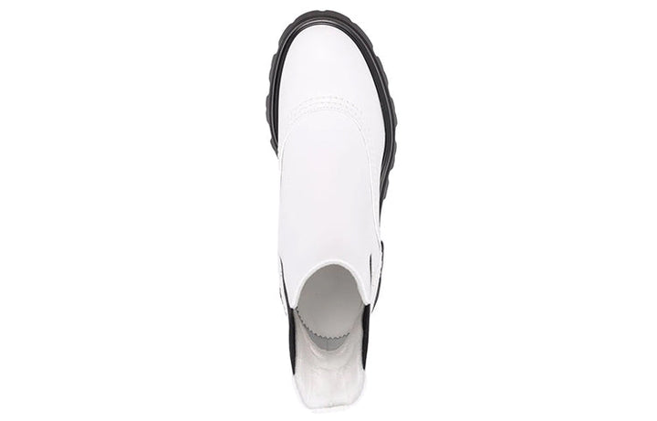 (WMNS) Alexander McQueen Leather Chelsea Ankle Boots 'White Black' 666368WHZ849360 #