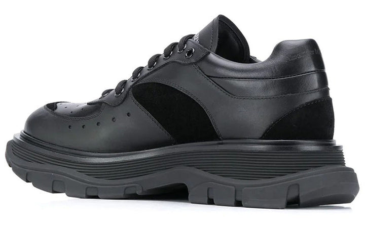 Alexander McQueen Tread Suede-panelled Leather Trainers 'Black' 627222WHRH51081 #
