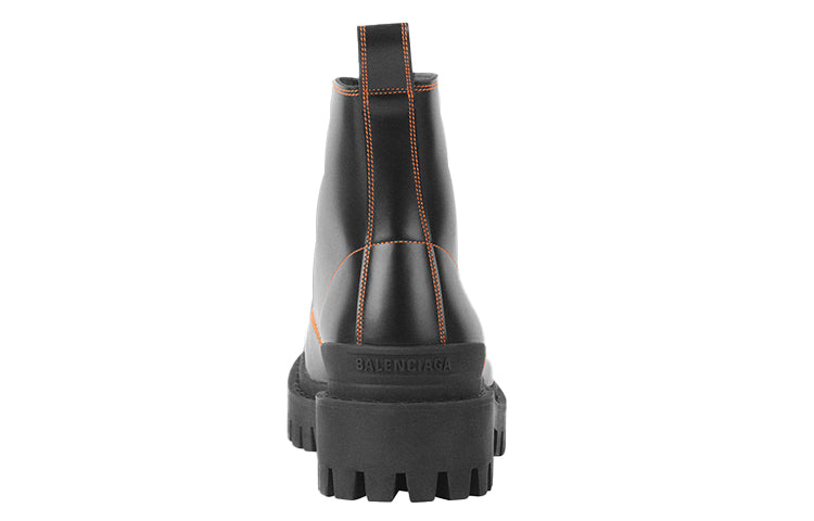 Balenciaga Strike 20mm Lace-up Martin Boots Black/Orange 589338WA9641075 #