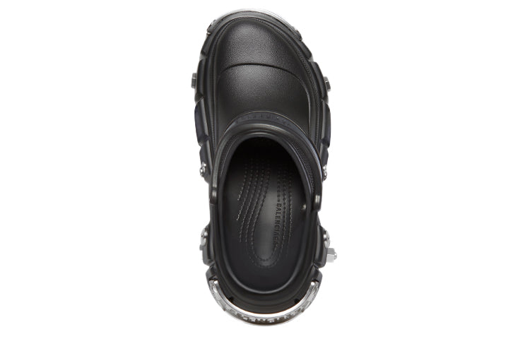 (WMNS) Balenciaga Hardcrocs Slide x Crocs 'Nero Silver' 687398W1S8N1081 #