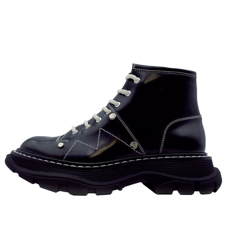 (WMNS) Alexander McQueen Tread Slick Boot 'Black Silver' 595469WHZ811090 #